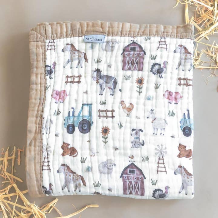 Coperta per neonati e bambini in cotone biologico al 100% "Farm" per la vendita all'ingrosso da parte di Natchiketa