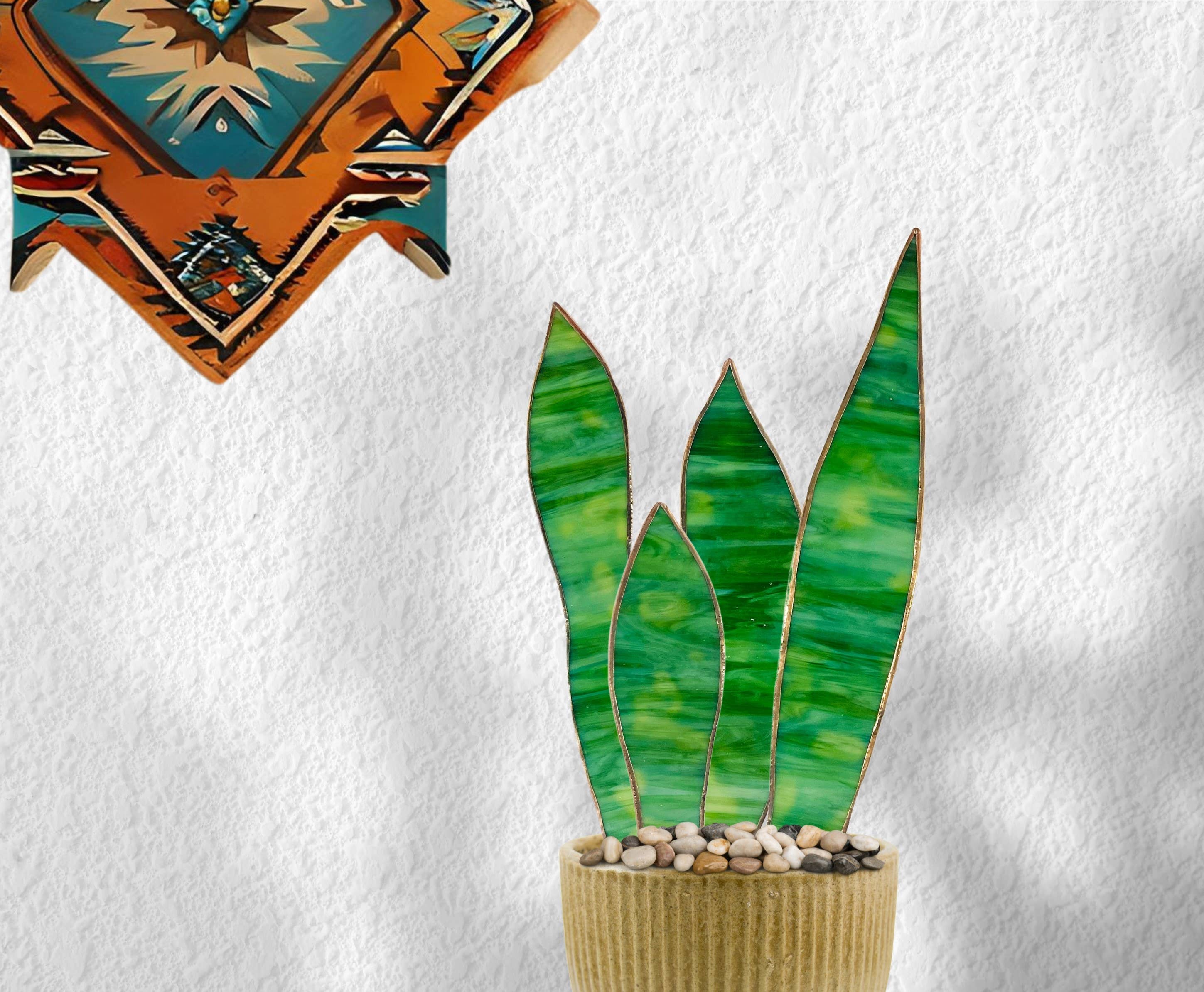 Samara Designs Studio – Planta artificial por atacado – Planta de cobra de vitral