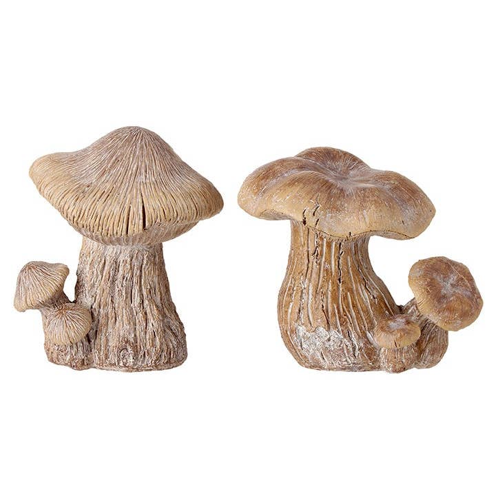 Woodland Brown Resin Triple Mushroom Cluster- 2 styles, 6-7" for wholesale by Will's Company