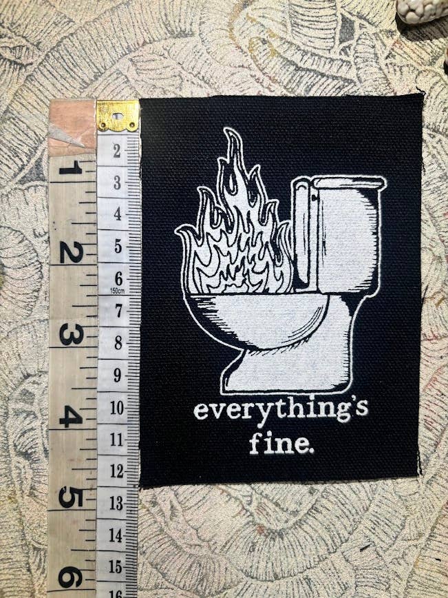 Everything's Fine. Toilet fire patch. for wholesale by Three Raccoons
