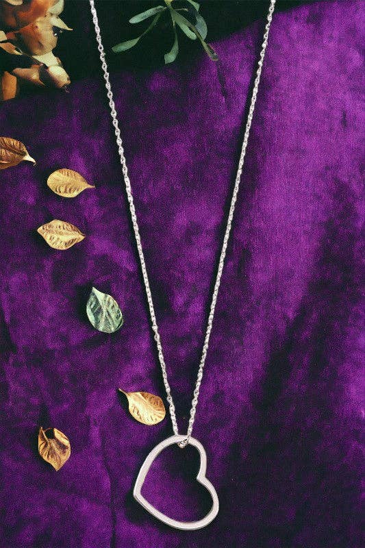 Andrea Bijoux - Wholesale Pendant/Charm Necklace -  Side Heart Pendant Necklace - White/Gold Dipped1