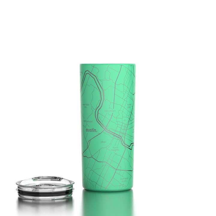 Well Told - Wholesale Insulated Mug/Tumbler - Austin TX Map 16 oz Insulated Coffee Tumbler