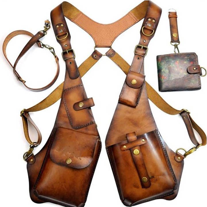 Steam Punk Retro Leather Crossbody Bag for wholesale by SALINA TRADING INC