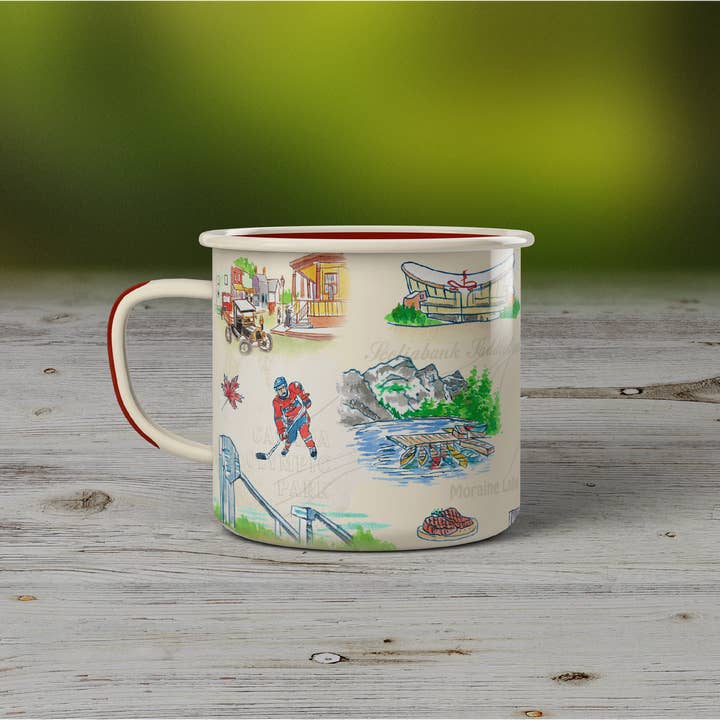Northern Icons Canada – wholesale Coffee mug – Calgary Alberta 500ml Enamel Mug – Illustrated Metal Camping Cup for Outdoor and Home Use1
