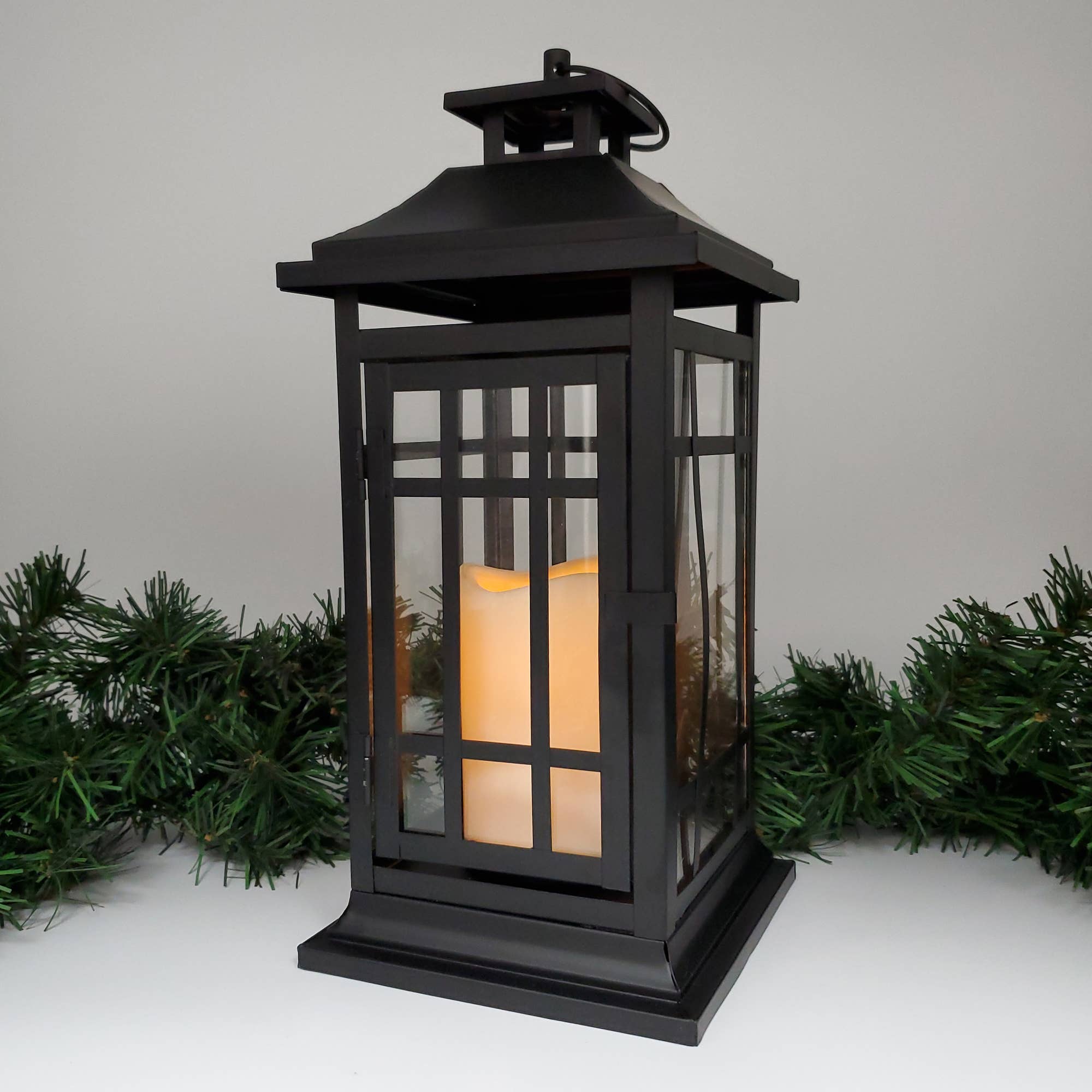 LumaBase - Wholesale Lantern - Battery Operated Metal Lantern with LED Candle - 14"4