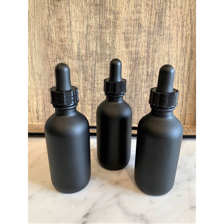 The Bottle Shoppe - Wholesale Essential Oil Holder - 1oz Black Matte Glass Bottle with Black Glass Dropper1