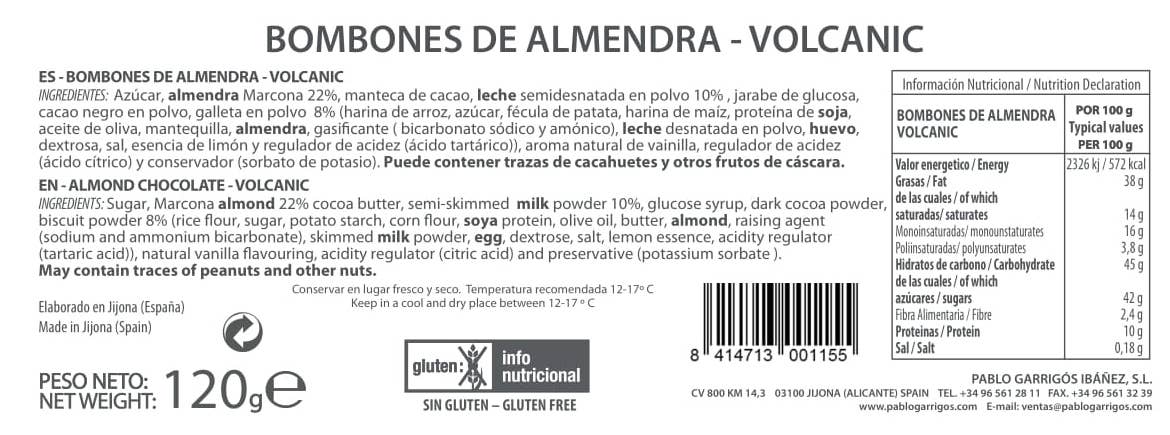 PABLO GARRIGÓS IBÁÑEZ - Wholesale Chocolate Box - Chocolate Vintage Almond Volcanic Chocolates 120g1