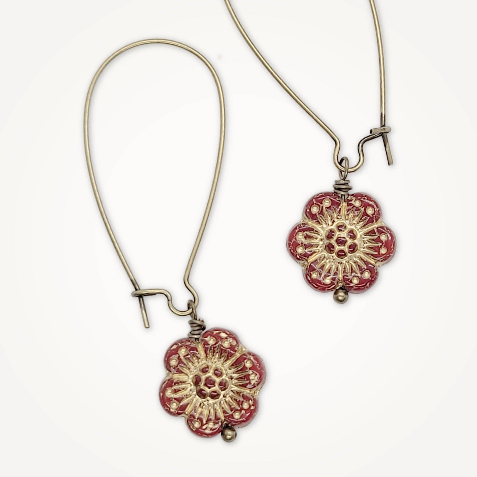 Beatrixbell Handcrafted - Wholesale Dangle Earrings - Wild Rose Earrings • Czech Glass3