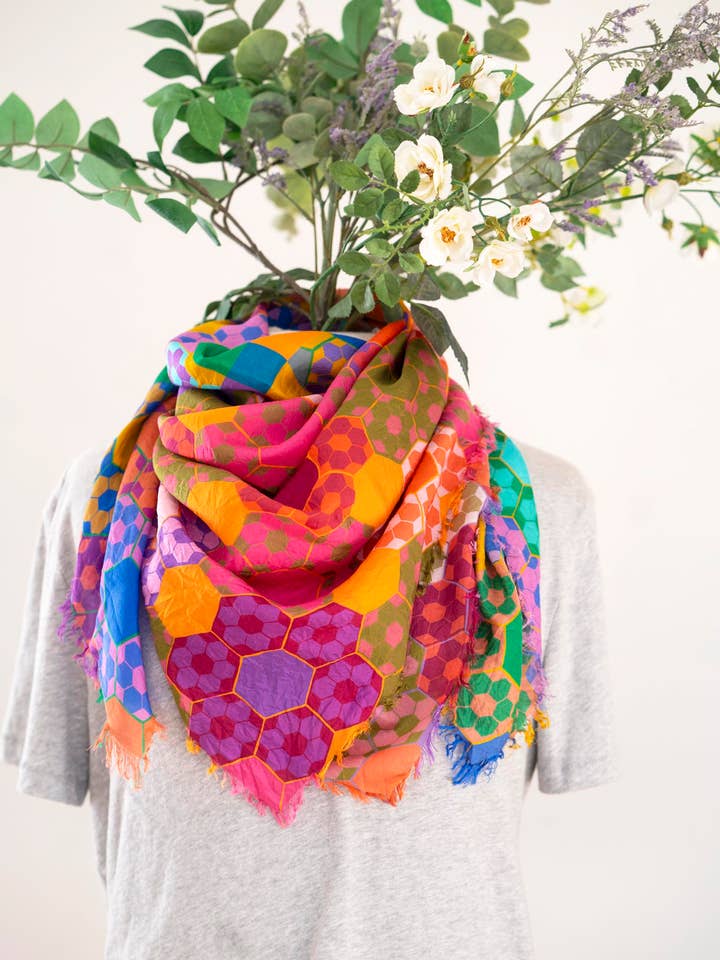 Autumn on the Plains EPP - Silk Wild Rag Scarf for wholesale by Made Wherever I Am