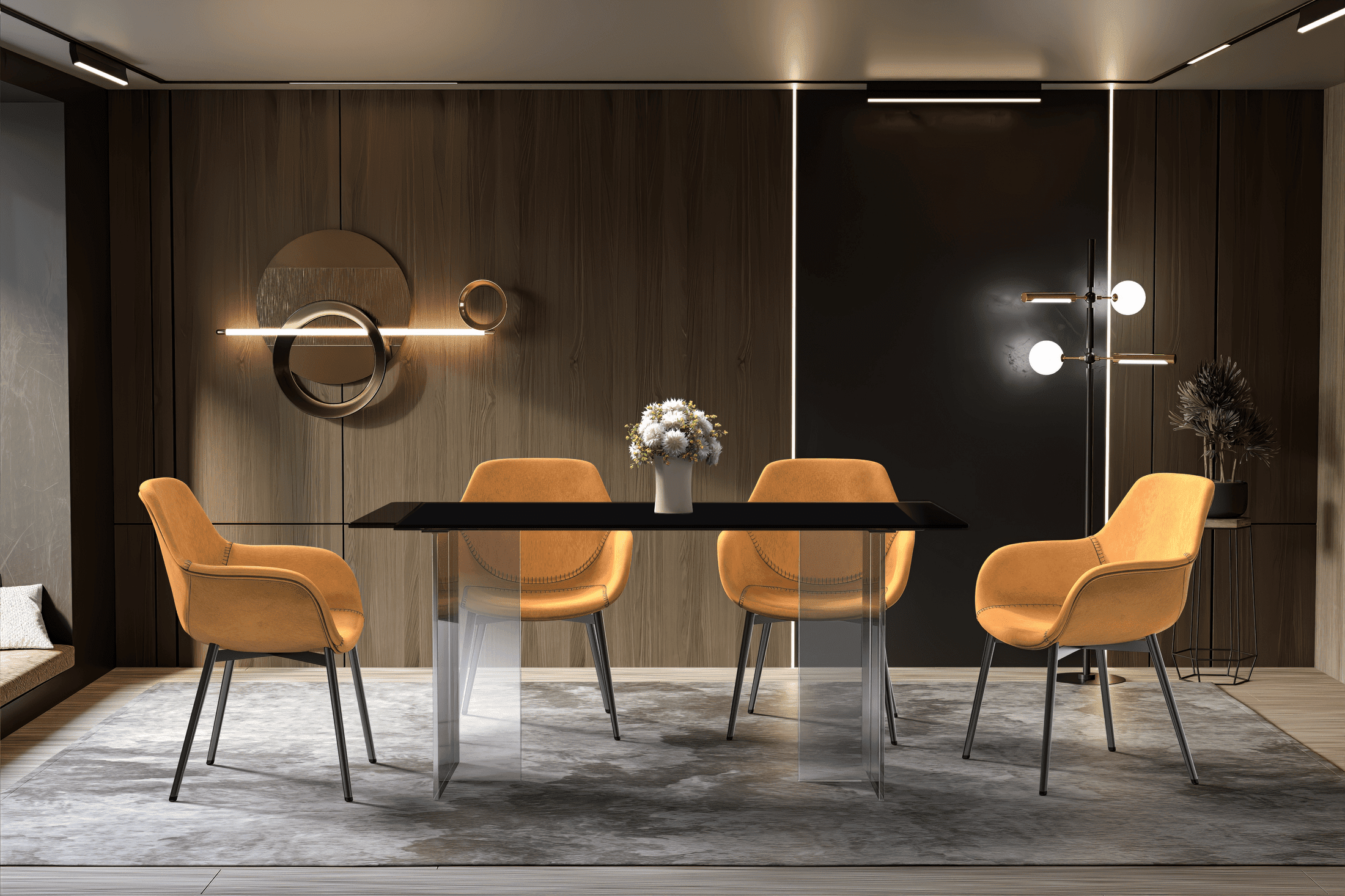 LeisureMod - Wholesale Side Table - Kova Rectangular Dining Table with Stone or Glass Top1