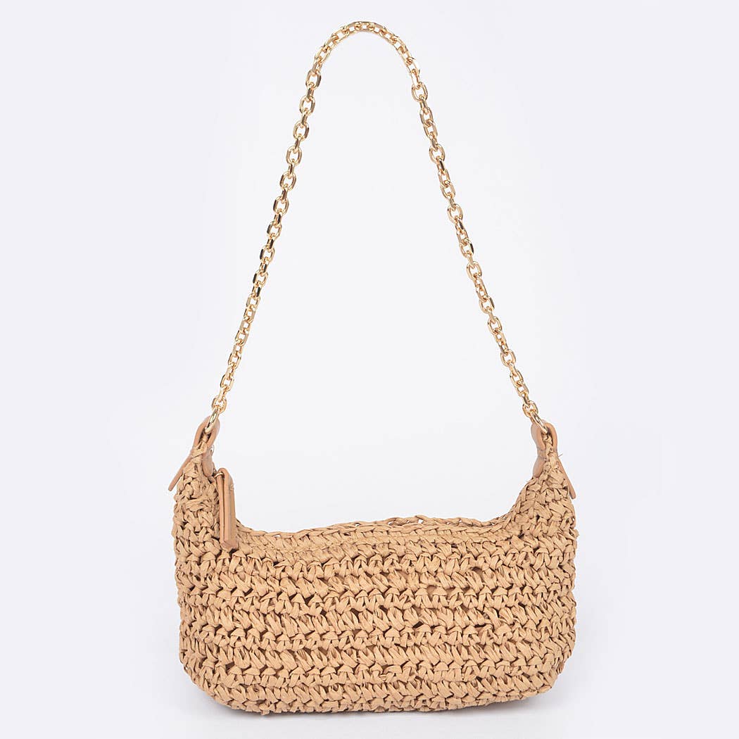 3AM BY H&D ACCESSORIES - Vendita all'ingrosso Tracolla - Donna - Pochette a tracolla con catena e zip in paglia sintetica2