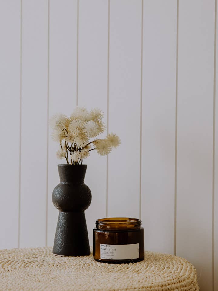 Poached Vanilla Pear Scented Candle for wholesale by Lumiere Chandlery