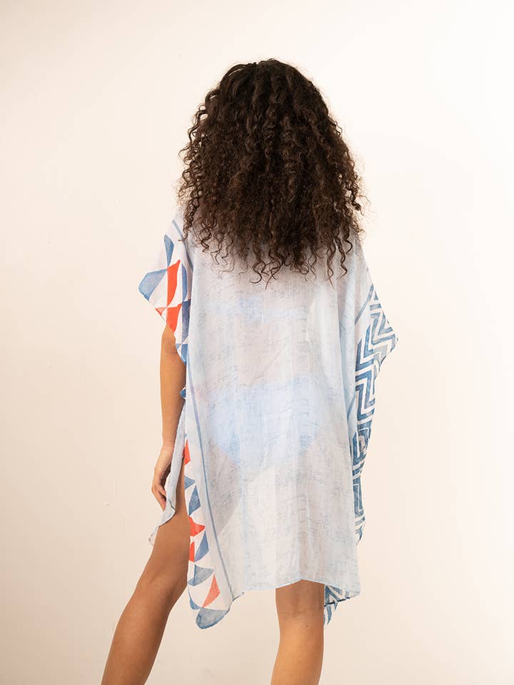 Belle Com'Elle - Wholesale Poncho - Women's - Geometric Design Lightweight Open Beach Poncho/PL24892