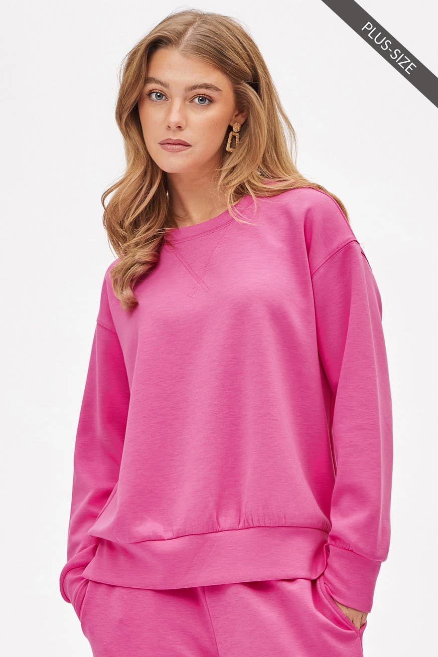 Dear Scarlett - Wholesale Lounge Set - Women's - PLUS SIZE Crew Neck Pullover + Jogger Set TRVSET-MALIBUP22