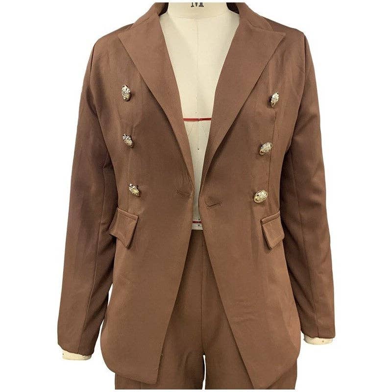 Ekartini - Wholesale Suit Set - Women's - Solid Color Fashion Temperament Shorts Long Sleeve Suit Set1