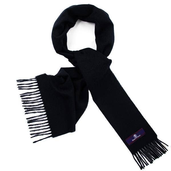 Prince of Scots Fringed Merino Wool Scarf (Navy) for wholesale by Prince of Scots
