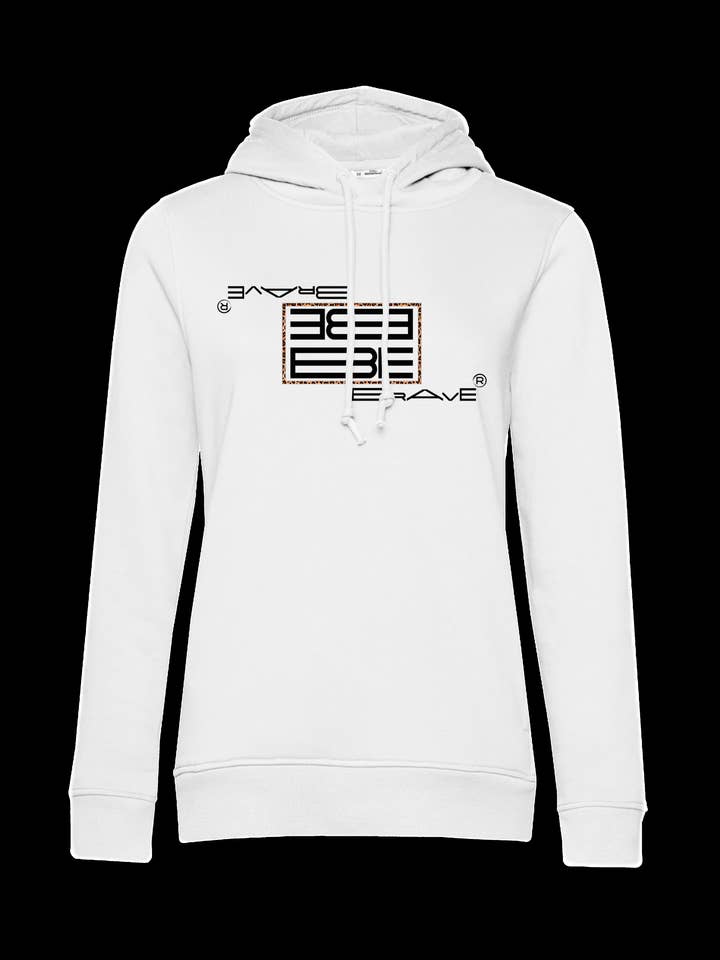 WITTE WINTERDAMESWEATER MET CAPUCHON BeBrave DUO LOGO LEOP voor wholesale door BeBrave