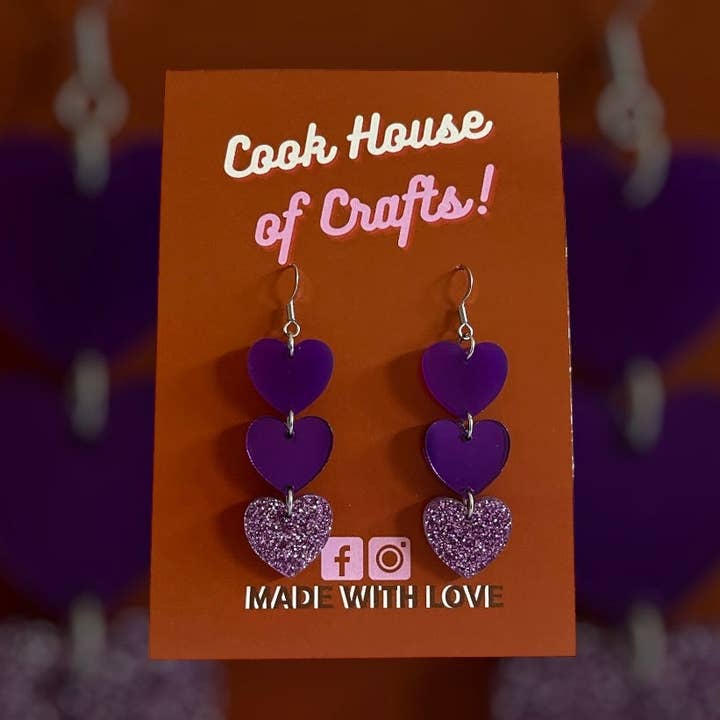 Tripple dangle hearts for wholesale by Cook House Of Crafts