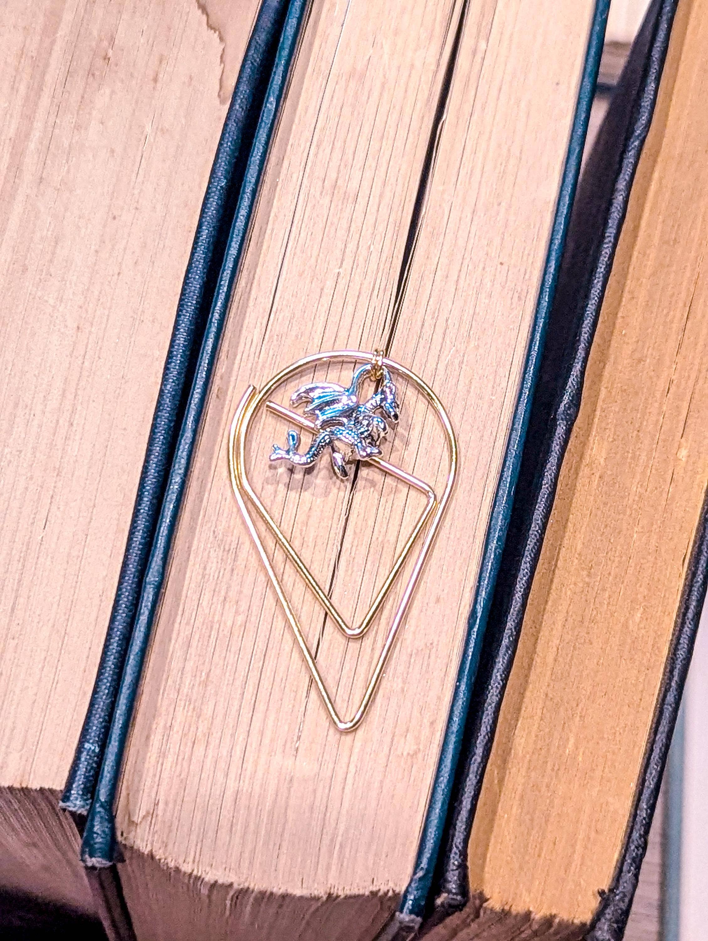 Bookish Trinkets - Wholesale Bookmark - Fantasy Flying Dragon Teardrop Metal Bookmark4