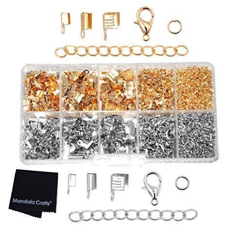 Mandala Crafts – wholesale Craft supplies – Ribbon Crimps for Jewelry Making, Ribbon Clamps, Fold Over Cord Ends, Jewelry Finding Kit for Bracelets, Bookmarks; by Mandala Crafts3