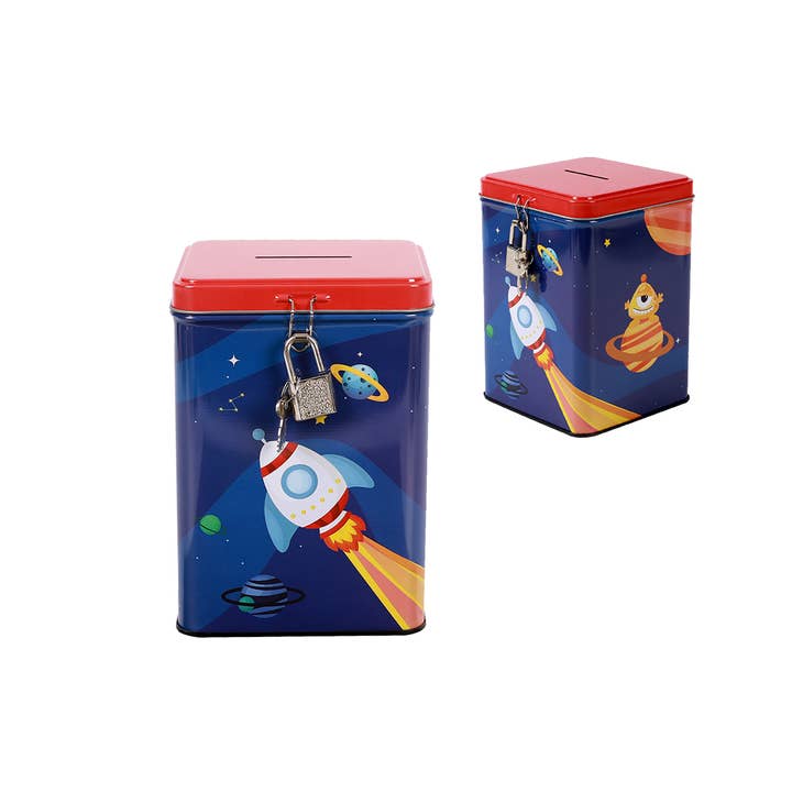 Space Adventure Piggy Bank With Padlock for wholesale by I-Total, I-Drink