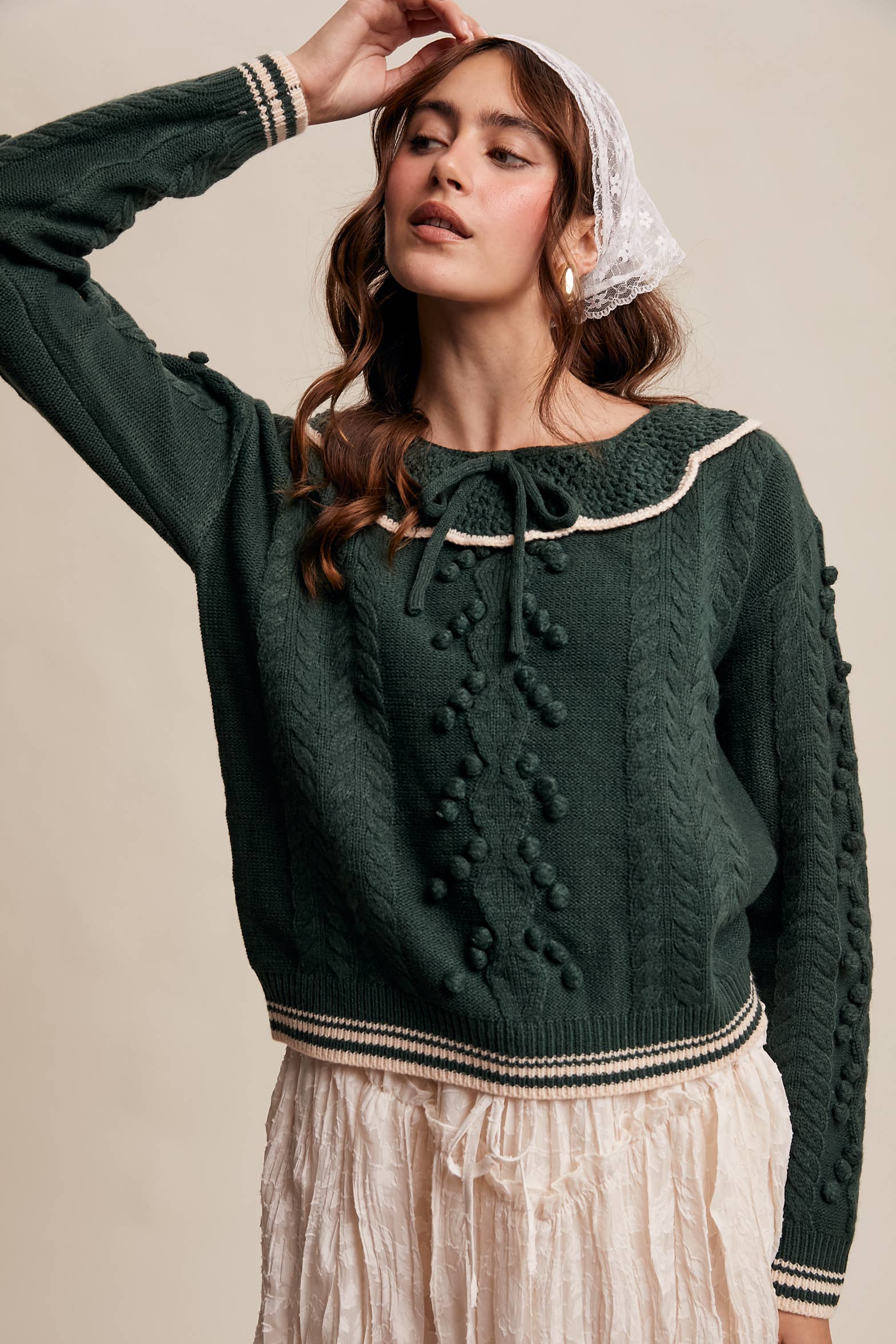 Listicle - Wholesale Knit Sweater - Women's - Pom Pom Cable Knit Sweater11