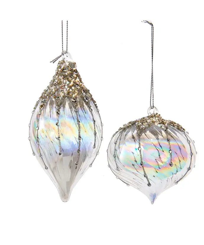 Kurt S. Adler, Inc. - Wholesale Ornament Set - Glass Iridescent Onion and Finial Ornaments, 2 Assorted0