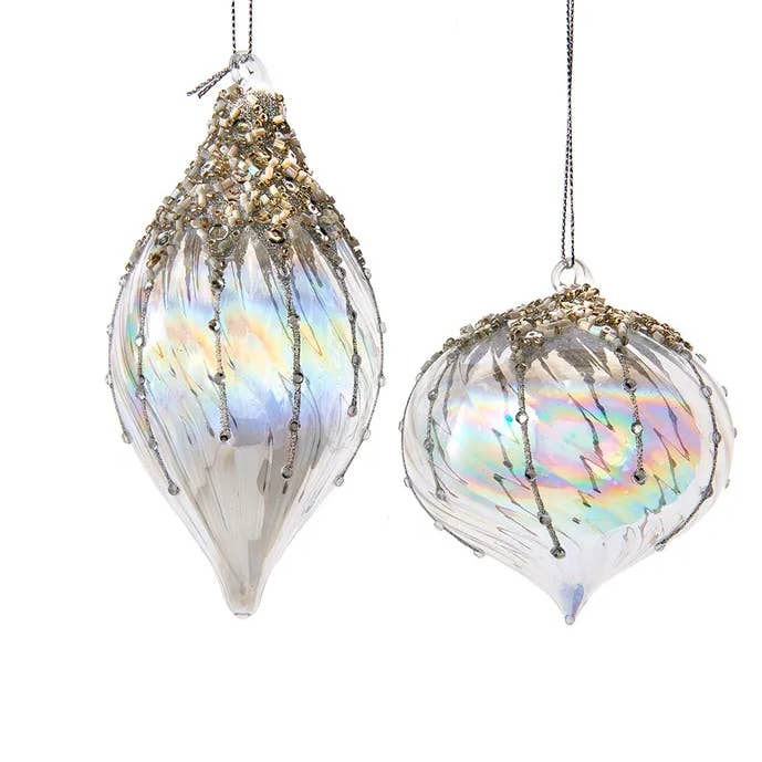 Kurt S. Adler, Inc. - Wholesale Ornament Set - Glass Iridescent Onion and Finial Ornaments, 2 Assorted0