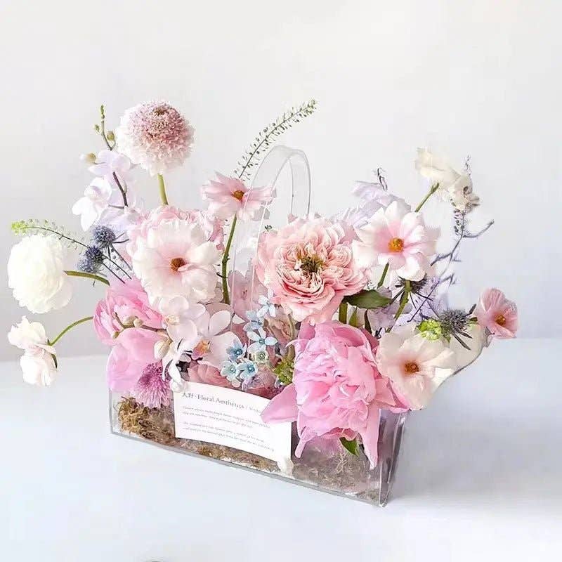 Elegant Design Supply – wholesale Gift box – Clear Acrylic Flower Display Gift Basket2
