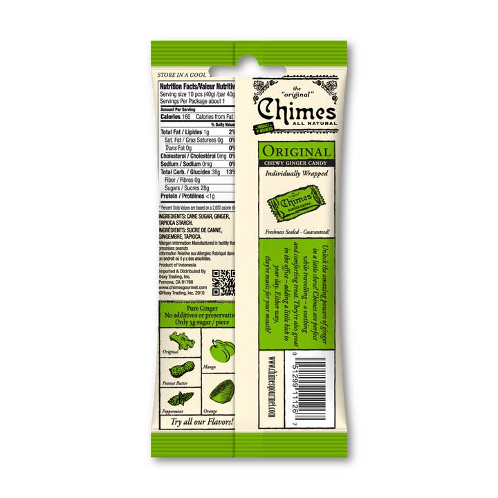 Chimes - Wholesale Hard Candy - Chimes Original Ginger Chews Candy - 1.5 oz Bag1