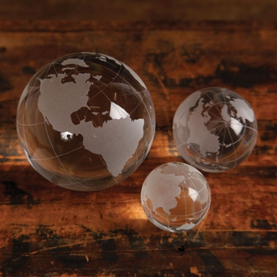 HomArt - Wholesale Decorative Tabletop Object - Glass Globe - Lrg - Clear-Etched2