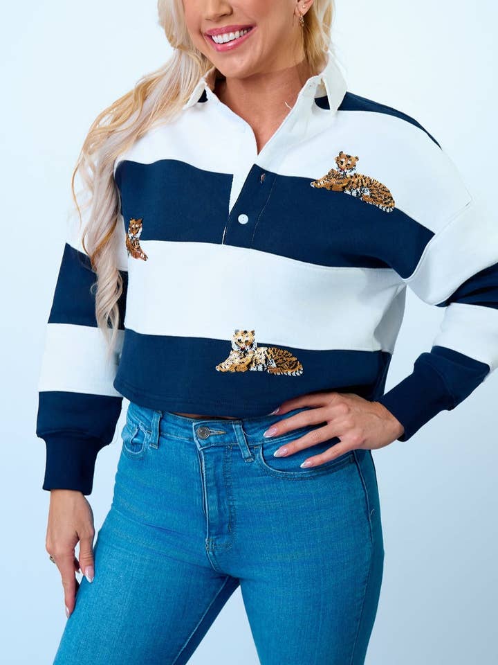 Navy Tiger Rugby Polo for wholesale by Sparkle City
