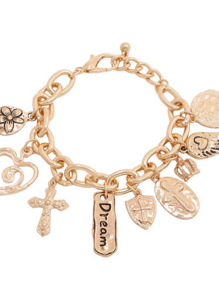 BRACELET EN MÉTAL CROSS HEART DREAM QB-8949 pour la vente par anbfashion