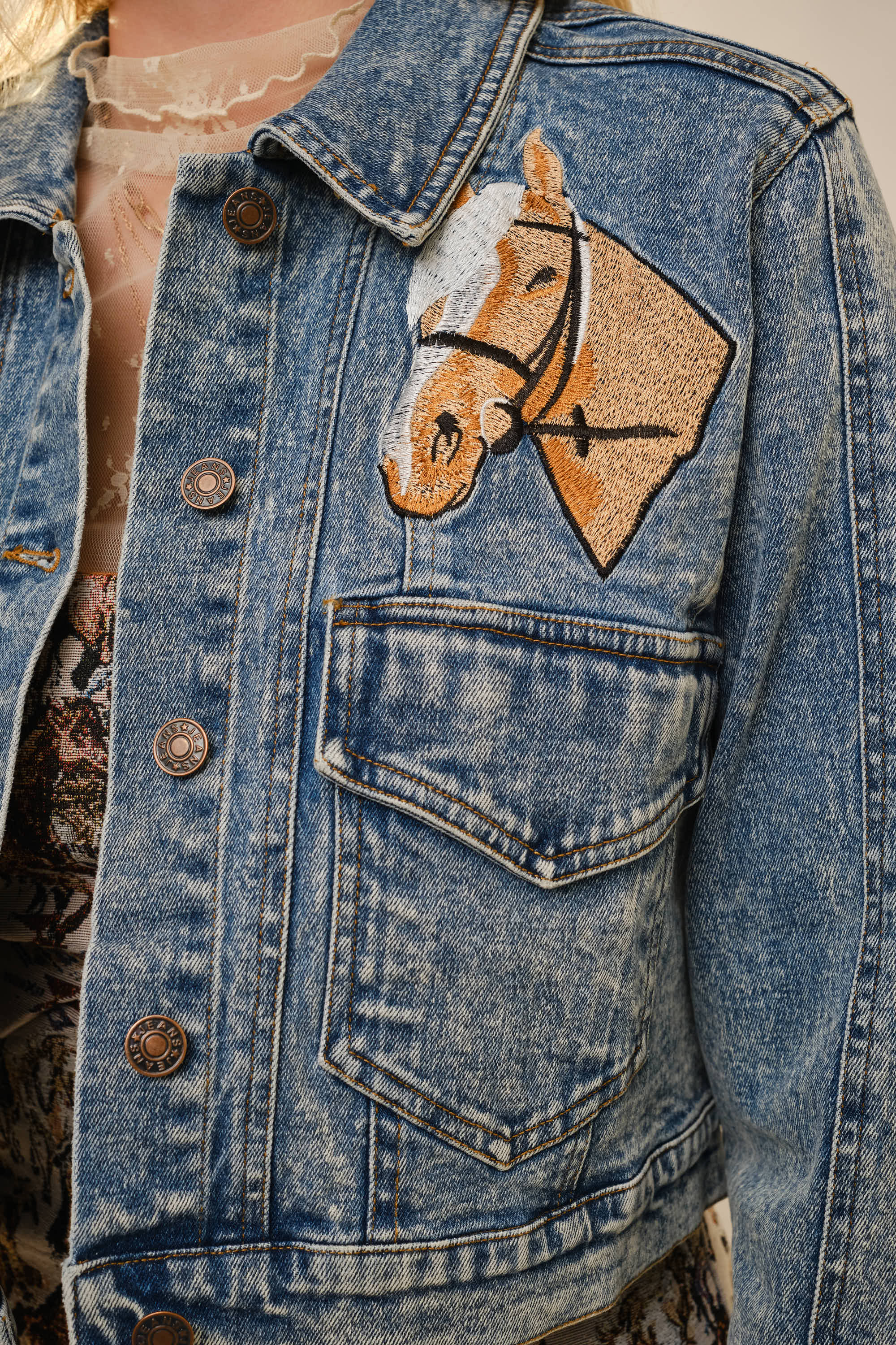 Blue B - Wholesale Denim Jacket - Women's - 23501J - Garment Washed Embroidered Denim Jacket7