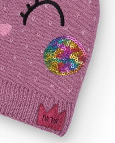 tuc tuc - Wholesale Beanie - Kids - Lilac-colored girl's hat with unicorn design3