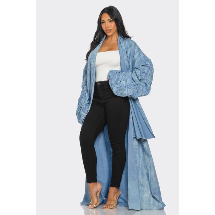 DENIM MAXI-DENIM-MANTEL MIT STAUBWEDEL für den Großhandel auf Faire