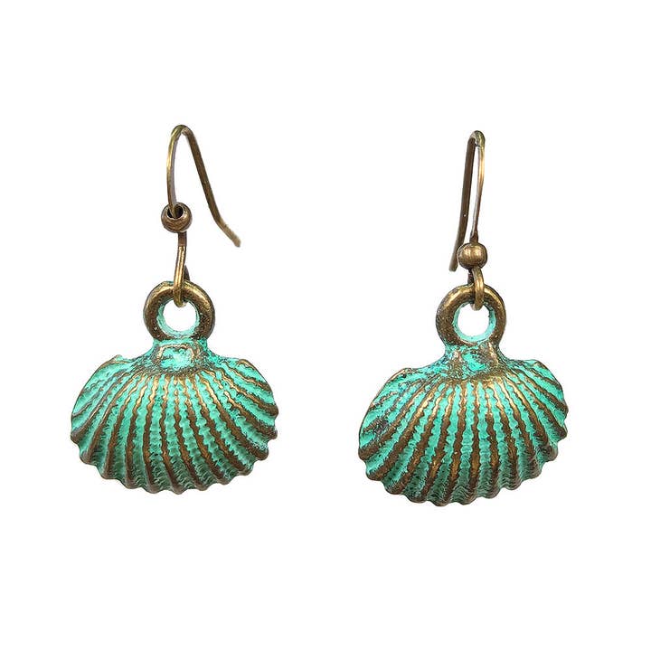 Antique Bronze Patina Clam Shell Earrings for wholesale by Stylish Jewelry Supply