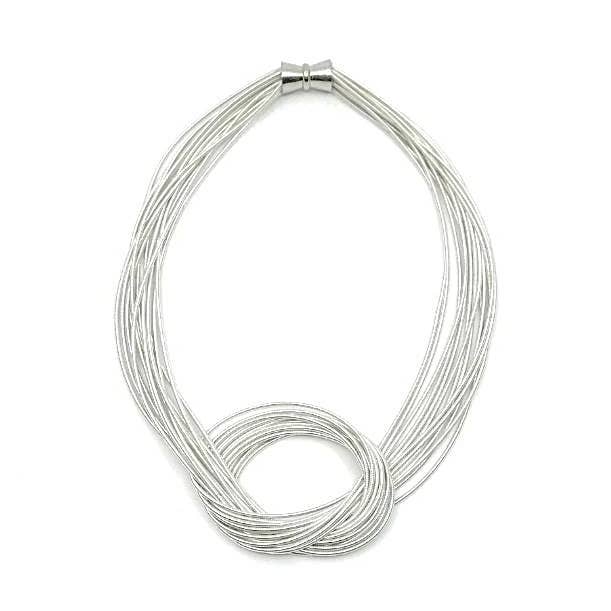 704 - Piano wire Necklace Large Knot in White for wholesale by Sea Lily