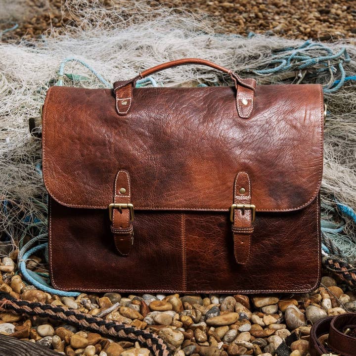 Äkta Läder Portfölj Laptop Kontorsväska Handgjord för wholesale av Kalating Leather UK