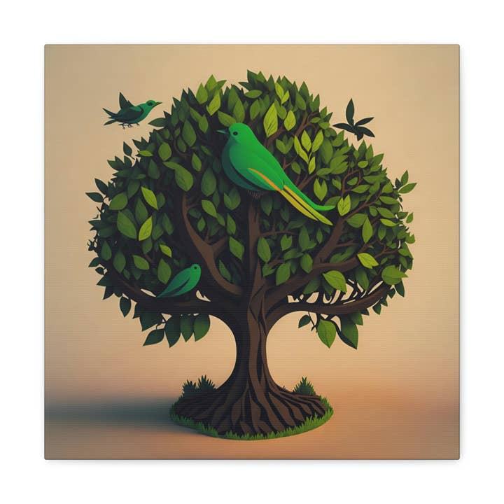 Beautiful Bush Tree, Bird Fam, Wall Art, Beautiful Home Decor, Wraps Galeria de Canvas, diferentes tamanhos disponíveis pela Art Essential por atacado de Art Essential