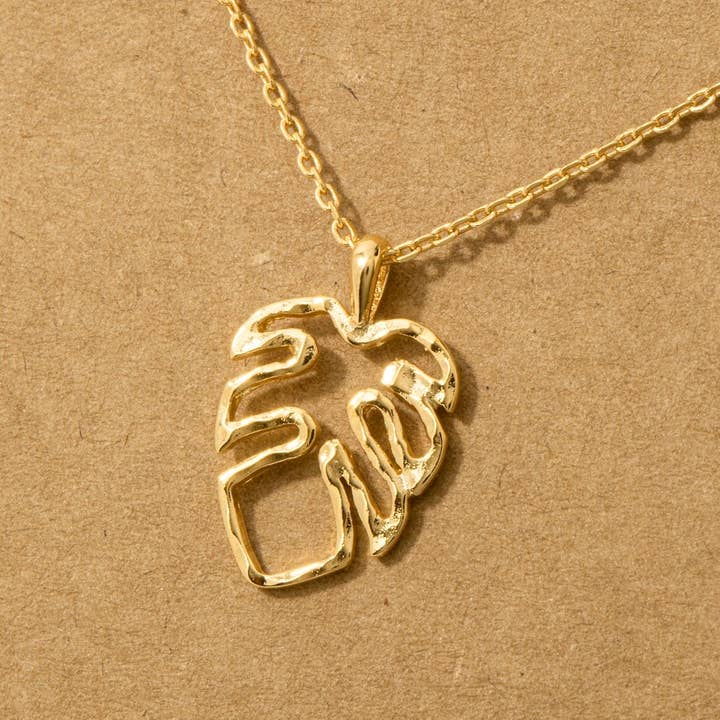 Fame Accessories - Wholesale Halskettinghanger - Monstera Cutout hanger ketting2