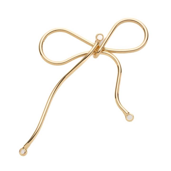 Dainty Coquette Gold Bow Ribbon Charm for Jewelry CPG2082 for wholesale by Jewel Pledge