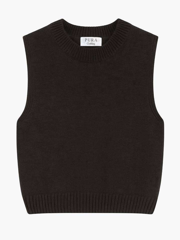 MOCK NECK TANK CASHMERE/SILK BROWN for wholesale by PURA Clothing