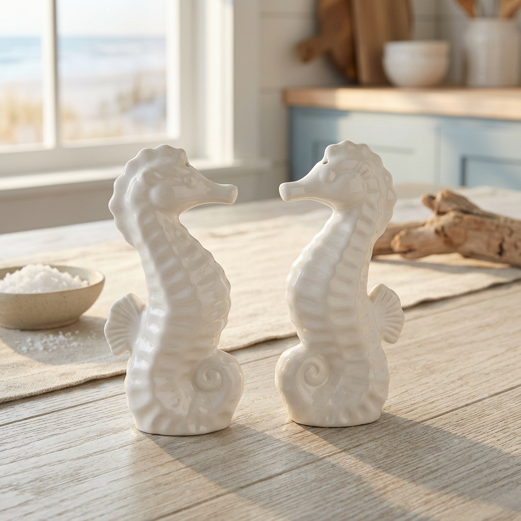 Drew Derose Design – Großhandel Salz- & Pfefferstreuer-Set – Seepferdchen Keramik Salz- & Pfefferstreuer-Set0