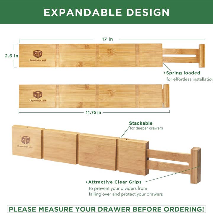Organization Spot - Wholesale Drawer organiser - Short Adjustable Kitchen Drawer Dividers w/ Inserts & Liners6