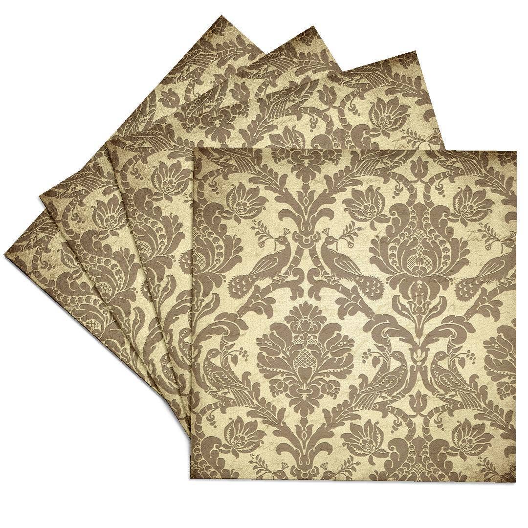 3dRose - Vente Sous-verre - 3dRose, Image élégante d'une image vintage de motif damassé doré, sous-verre0