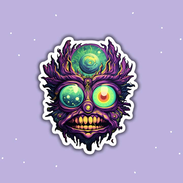Creepy Purple Halloween Monster Zombie Sticker  for wholesale by Jedi Woods LLC