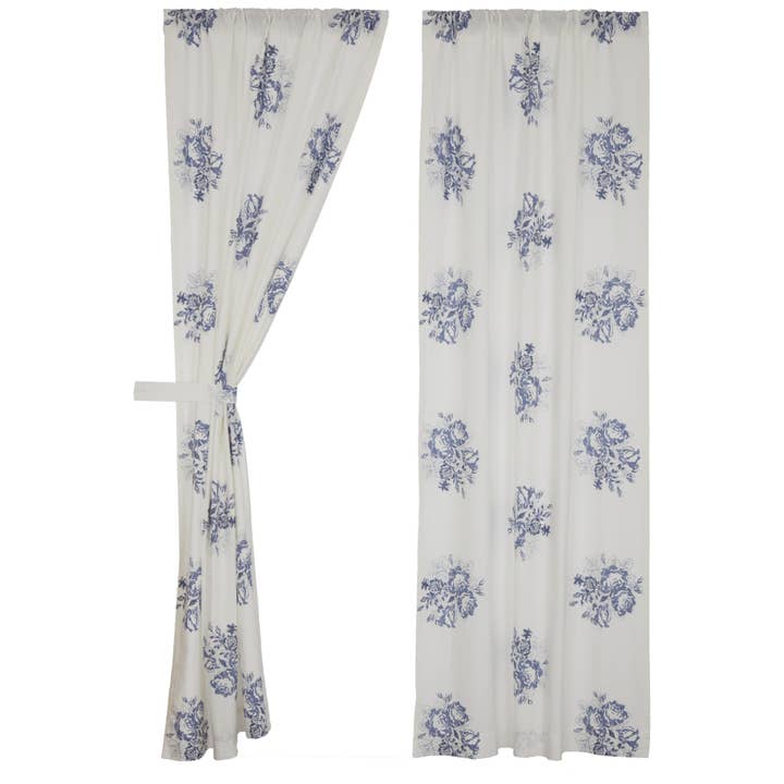 VHC Brands - Wholesale Curtain - Lydia Blue Panel Set of 2 84Lx40W1