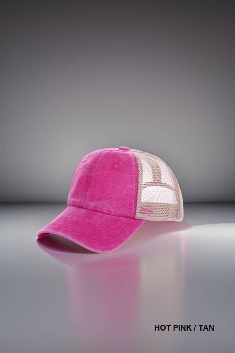 42POPS - Wholesale Trucker Hat - Women's - `.SI-26424 Vintage Washed Cotton Mesh Cap Hat3