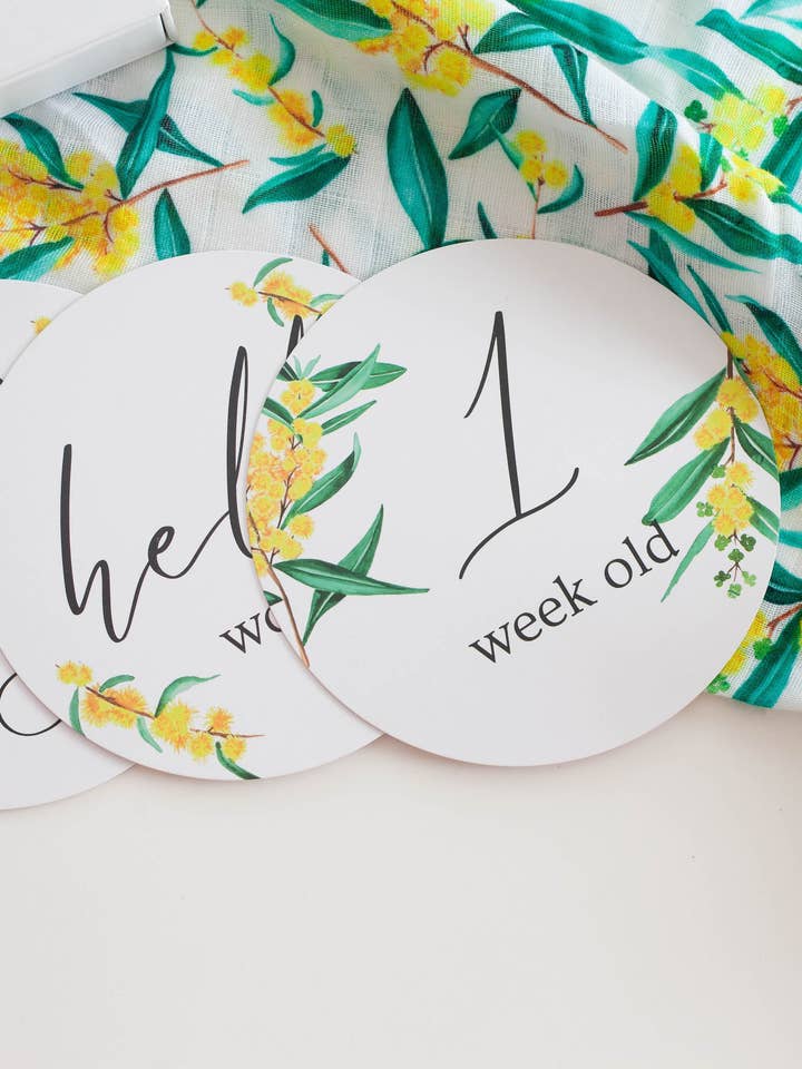 Milestone Cards in Wattle for wholesale by Botanical Baby